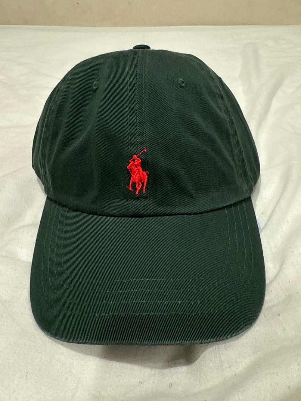 Polo by Ralph LaurenDark Green Baseball Cap with Red Pony Logo